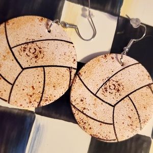 Volleyball 🏐 faux leather earrings